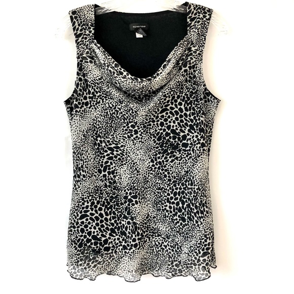Spense Tops - SPENSE Black & White Animal Print Sleeveless Top